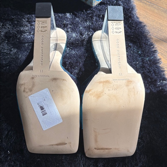 Good American TPU Blue Cinderella Square Toe Lucite Wedge Shoe Size 11 - Picture 4 of 6